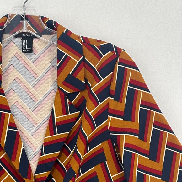 Forever 21 Romper Women Size S Multicolor Short Sleeve Geometric Tie Waist - Picture 5 of 15